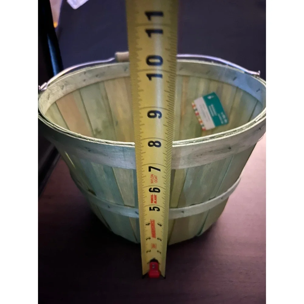 Celebrate It Easter Basket Kids 10.5in Green Brand New‎ Slat Wood Wire Handle